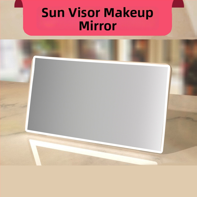 Automobilinis makiažo veidrodėlis su saulės skydeliu, HD aliuminio veidrodis, ABS rėmas, logotipo spausdinimas galima