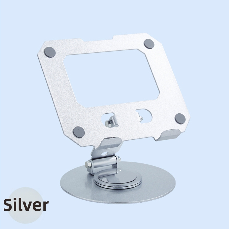 360°-os forgó fém tabletatartó asztali állvány, összecsukható kialakítás, állítható tabletához és telefonhoz — Modell 106