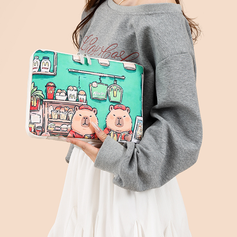 Husă de protecție pentru tabletă cu buzunar interior – material Oxford, respirabil, căptușeală poliester, model anime desene animate