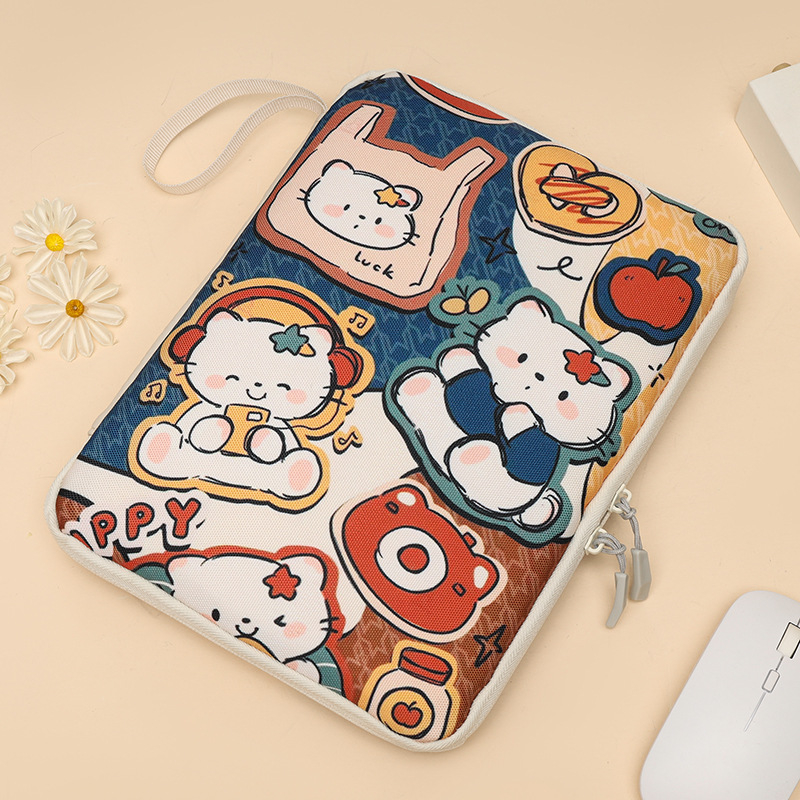 Husă de protecție pentru tabletă cu buzunar interior – material Oxford, respirabil, căptușeală poliester, model anime desene animate