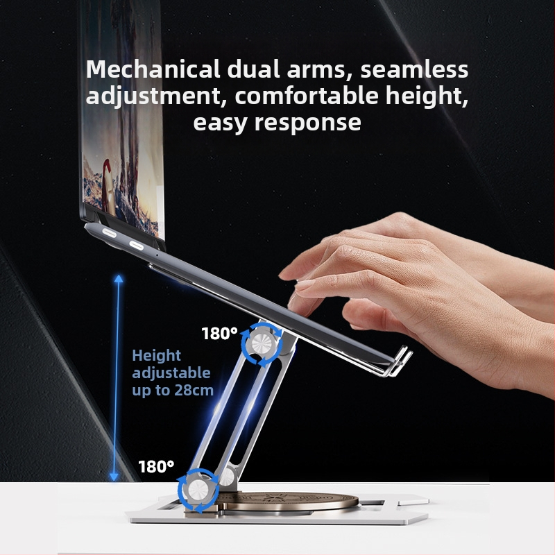 FZ5 βάση λάπτοπ με ψύξη, πτυσσόμενη, κάθετη περιστρεφόμενη, για λάπτοπ/tablet 11–17.3 ίντσες, Μοντέλο W5/FZ6, Υλικό: ατσάλι + αλουμίνιο + σιλικόνη, Βάρος 2.086 kg