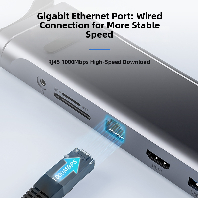 Držač za laptop od aluminijske legure, sklopivi, docking stanica s Ethernet priključkom, PD brzo punjenje, model T12U