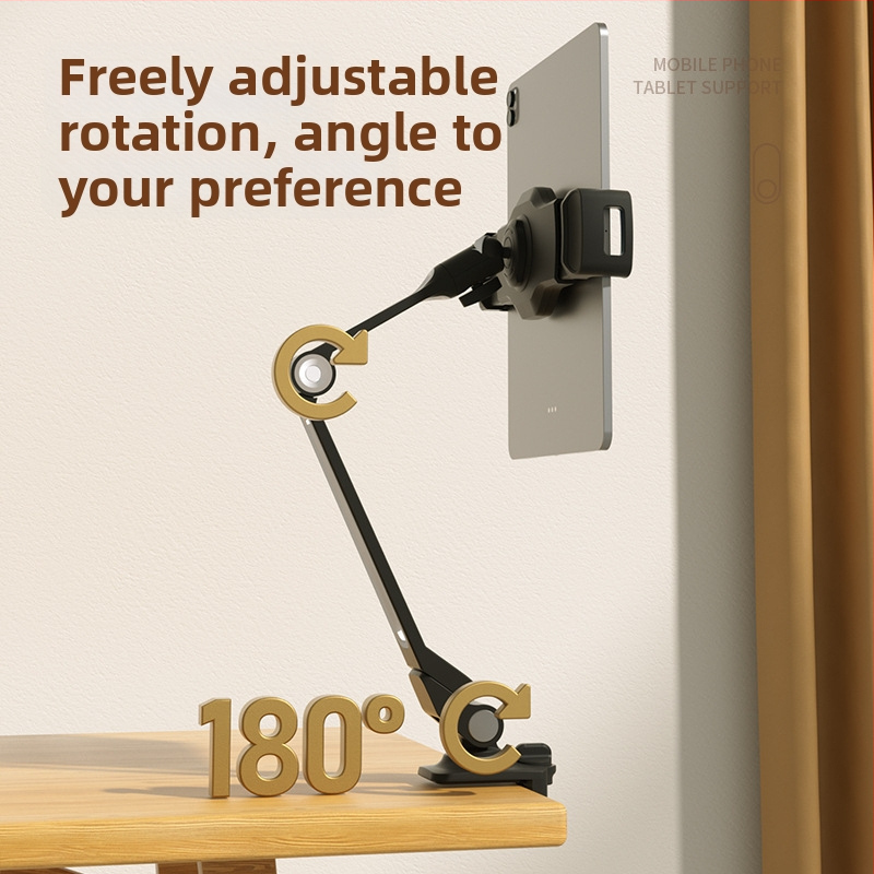 Držiak na telefón a tabletu z hliníkovej zliatiny, skladací s klipom, model LD-203B, kompatibilný s 4–11 palcami, hmotnosť 0,9 kg