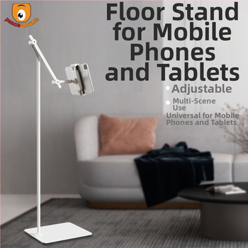 PM-FL02 Kovový podlahový stojan pre tablety a telefóny s vysúvacím ramenom pre živé vysielanie videa