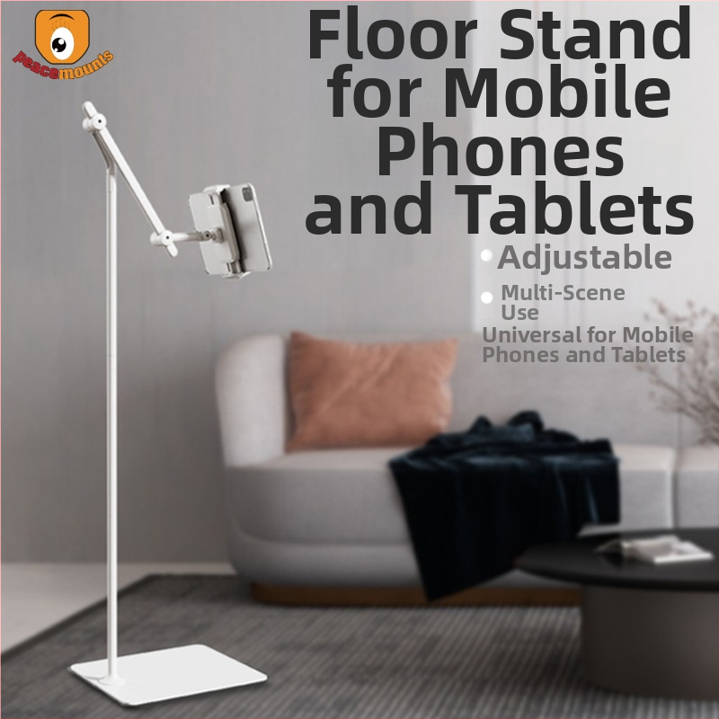 PM-FL02 Kovový podlahový stojan pre tablety a telefóny s vysúvacím ramenom pre živé vysielanie videa