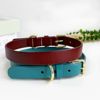 AIRDYPET Colier pentru câini și pisici din piele de vită de prim strat, durabil, stil casual