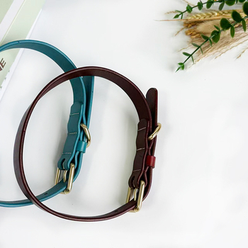 AIRDYPET Colier pentru câini și pisici din piele de vită de prim strat, durabil, stil casual