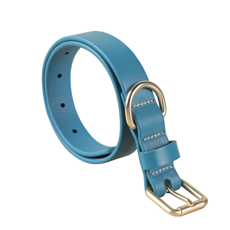 AIRDYPET Colier pentru câini și pisici din piele de vită de prim strat, durabil, stil casual