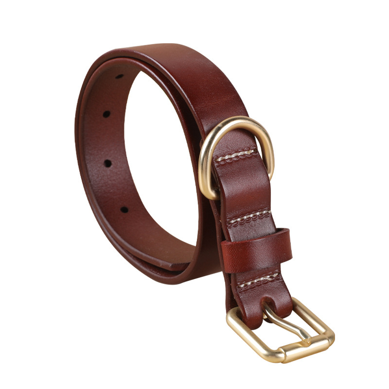 AIRDYPET Colier pentru câini și pisici din piele de vită de prim strat, durabil, stil casual