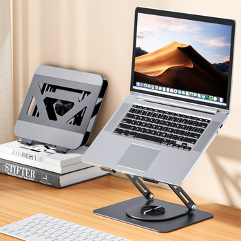 Stolný držiak na notebook, kovový, 360° otáčajúci, model H22, univerzálna kompatibilita, hmotnosť 1,93 kg, otočný dizajn