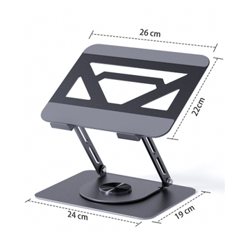 Stolný držiak na notebook, kovový, 360° otáčajúci, model H22, univerzálna kompatibilita, hmotnosť 1,93 kg, otočný dizajn
