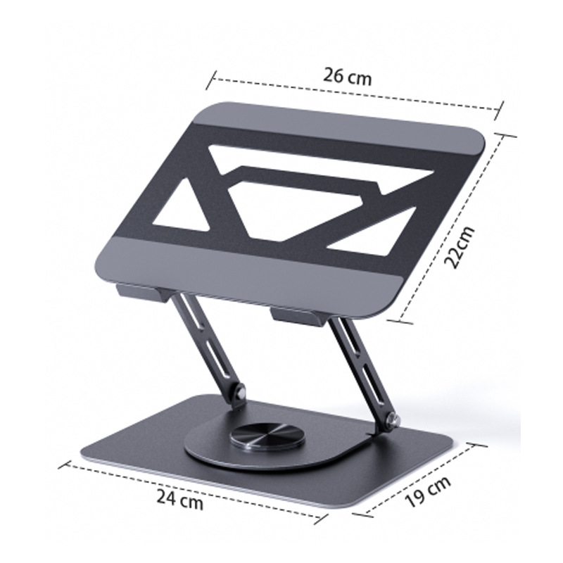 Stolný držiak na notebook, kovový, 360° otáčajúci, model H22, univerzálna kompatibilita, hmotnosť 1,93 kg, otočný dizajn