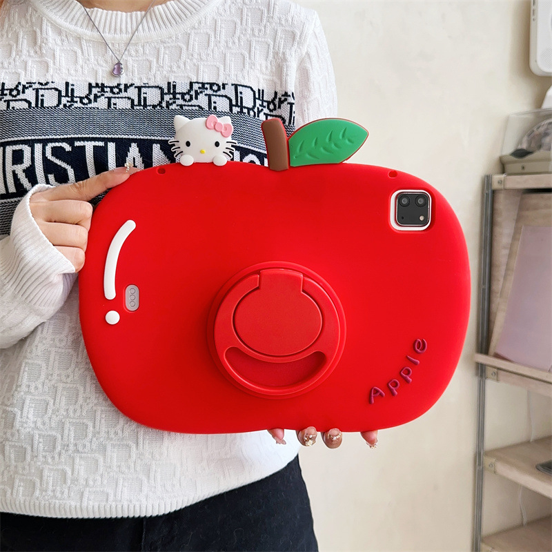 Θήκη σιλικόνης για iPad με cartoon KT Cat stand — ανάγλυφη επιφάνεια, προστασία από πτώσεις, συμβατή με iPad