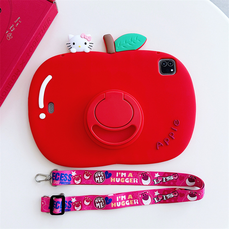 Θήκη σιλικόνης για iPad με cartoon KT Cat stand — ανάγλυφη επιφάνεια, προστασία από πτώσεις, συμβατή με iPad