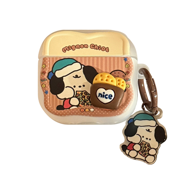 AirPods 4. paaudzes vāciņš ar mīļu 3D kaķi un suni, TPU, puscaurspīdīgs, matēts finiss, pielāgošana