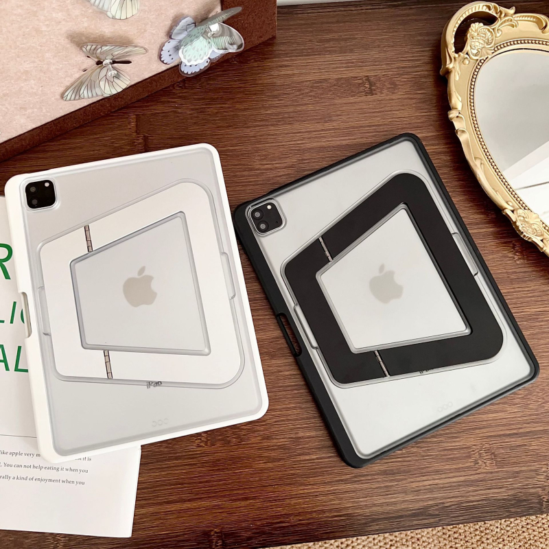 Carcasă de protecție Hardware Pivot Shell pentru iPad Mini 7 și Air 7 – material PC, design semiînchis, stil minimalist, suport/stand, finisaj prin presare la cald