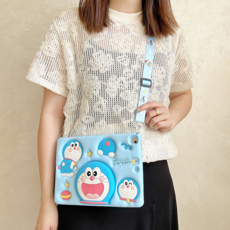Doraemon silikonsko kućište za iPad – mekano kućište s crtnim motivom, otporno na padove, kompatibilno s iPad 10. generacije, iPad Air i iPad mini 6