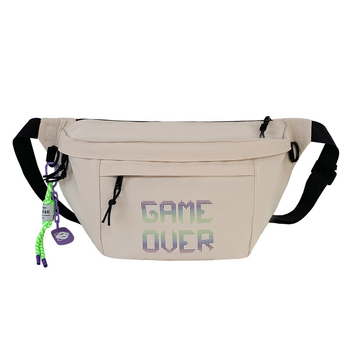 Geantă de piept pentru bărbați, stil stradal, din nailon, impermeabilă și rezistentă la uzură, model cu litere, compatibilă cu laptop de 8 inch, utilizare zilnică