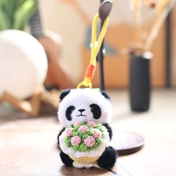 Panda plush κρεμάστρα-κλειδάκι για τσάντα, κοντόβελούδινο ύφασμα, γέμισμα ПП βαμβάκι, για ηλικίες 7–14