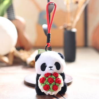 Panda plush κρεμάστρα-κλειδάκι για τσάντα, κοντόβελούδινο ύφασμα, γέμισμα ПП βαμβάκι, για ηλικίες 7–14