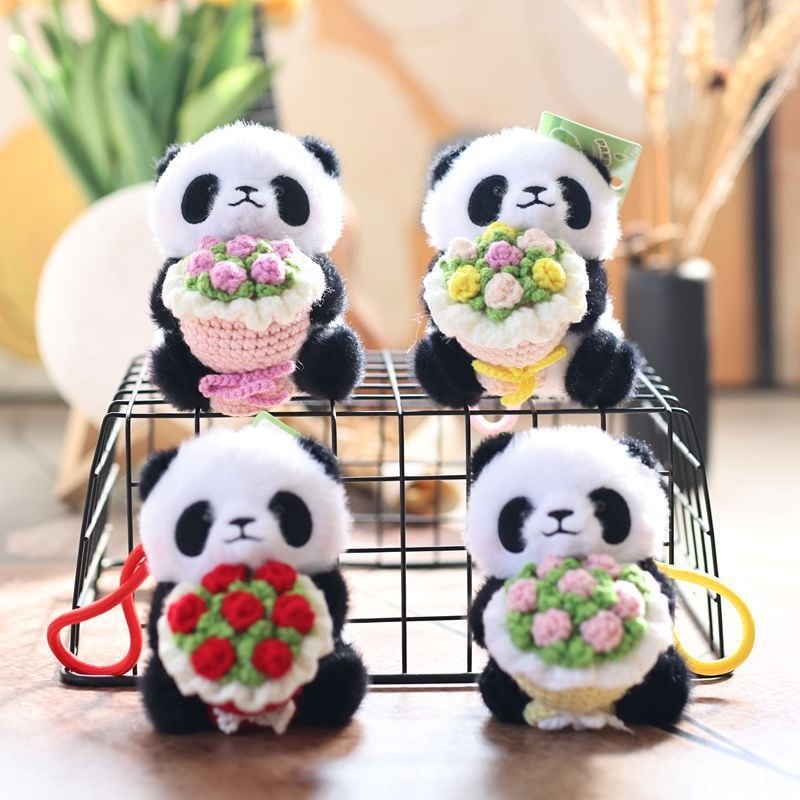 Panda plush κρεμάστρα-κλειδάκι για τσάντα, κοντόβελούδινο ύφασμα, γέμισμα ПП βαμβάκι, για ηλικίες 7–14