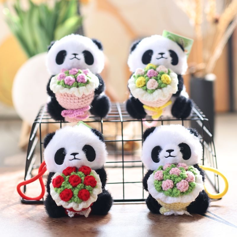 Panda plush κρεμάστρα-κλειδάκι για τσάντα, κοντόβελούδινο ύφασμα, γέμισμα ПП βαμβάκι, για ηλικίες 7–14