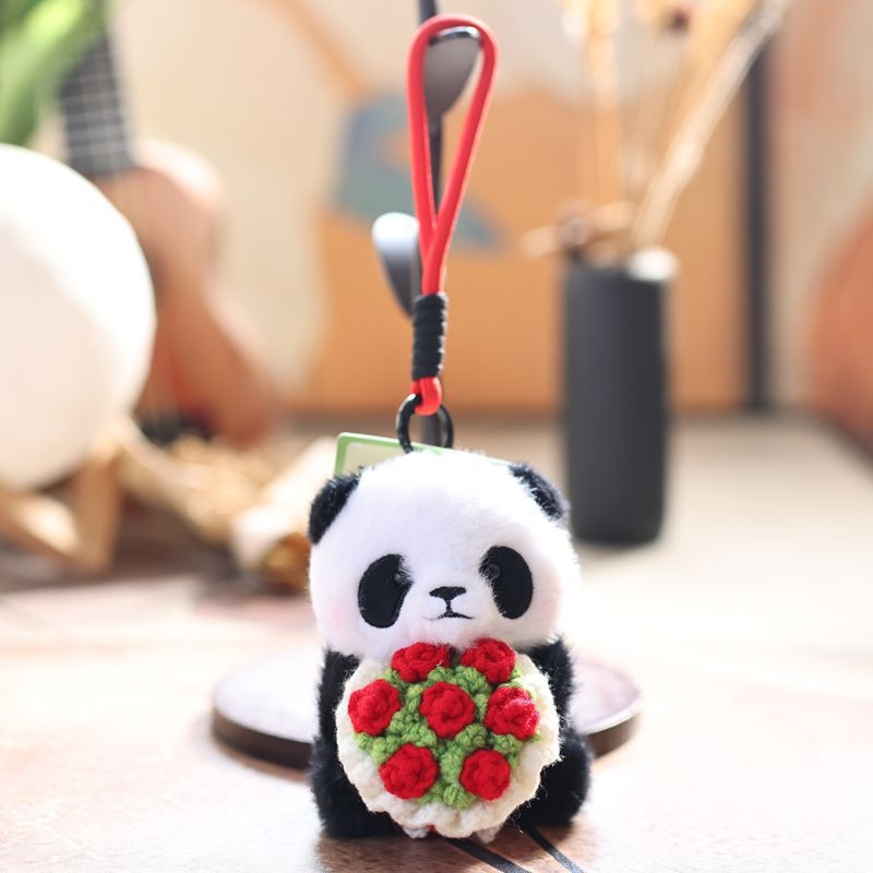 Panda plush κρεμάστρα-κλειδάκι για τσάντα, κοντόβελούδινο ύφασμα, γέμισμα ПП βαμβάκι, για ηλικίες 7–14