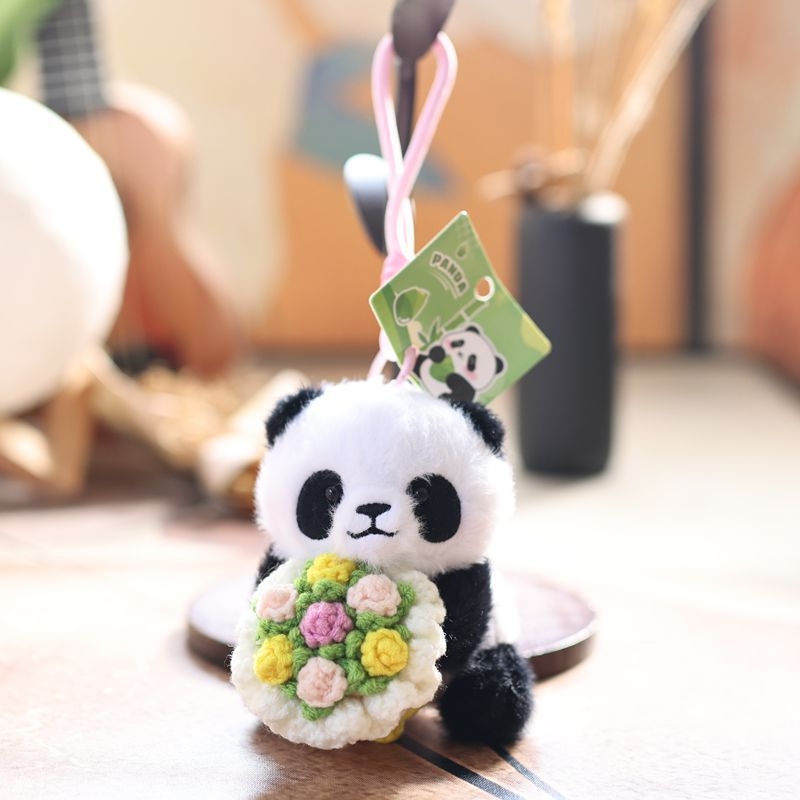 Panda plush κρεμάστρα-κλειδάκι για τσάντα, κοντόβελούδινο ύφασμα, γέμισμα ПП βαμβάκι, για ηλικίες 7–14