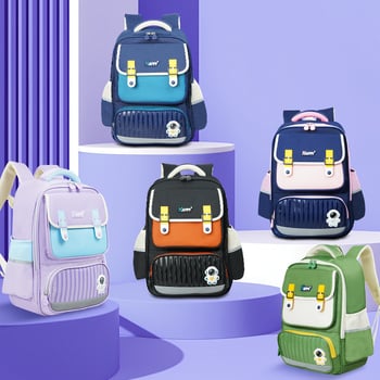 Ελαφρύ σχολικό σακίδιο για μαθητές 2–6 τάξεις, πολυεστέρας, καμπύλες ιμάντες ώμου, σχέδιο με μείωση φόρτου, μοτίβο ζώου