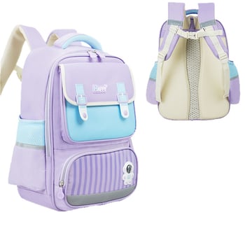 Ελαφρύ σχολικό σακίδιο για μαθητές 2–6 τάξεις, πολυεστέρας, καμπύλες ιμάντες ώμου, σχέδιο με μείωση φόρτου, μοτίβο ζώου