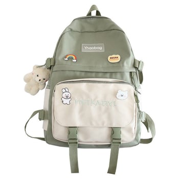 Rucsac școlar pentru femei, în stil pădure, cu capacitate mare, poliester, căptușală din nailon