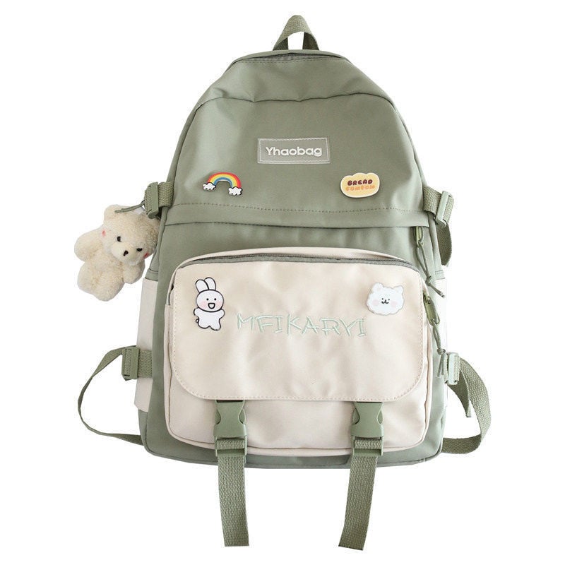 Rucsac școlar pentru femei, în stil pădure, cu capacitate mare, poliester, căptușală din nailon