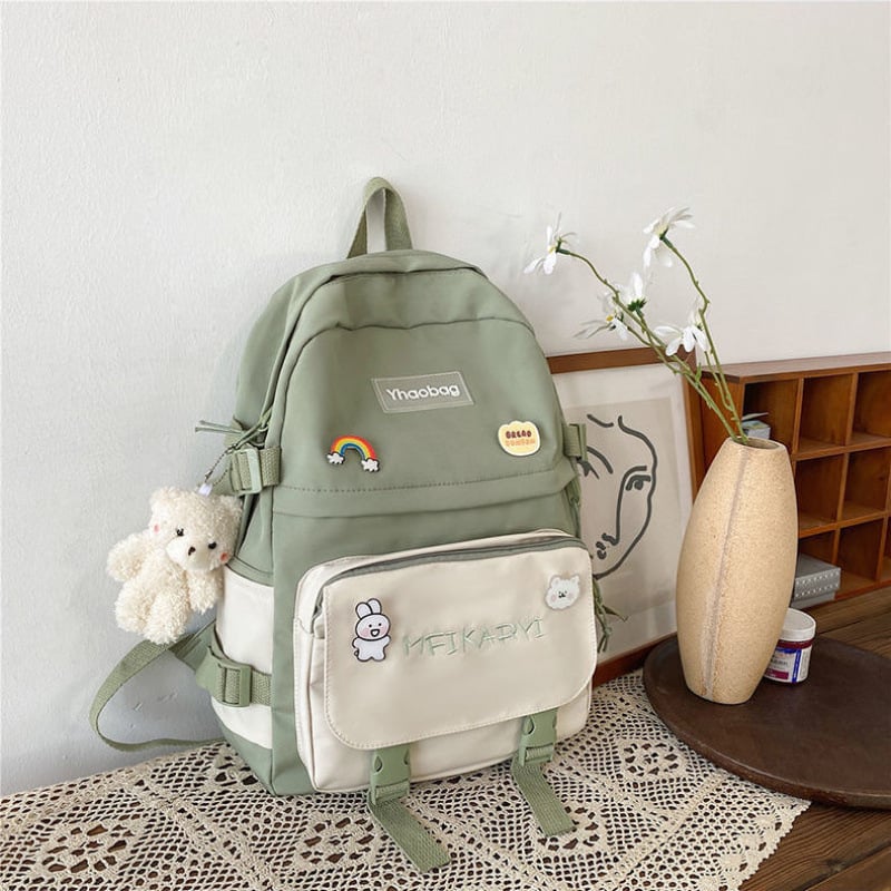 Rucsac școlar pentru femei, în stil pădure, cu capacitate mare, poliester, căptușală din nailon