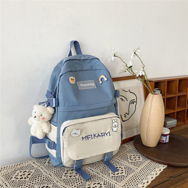 Rucsac școlar pentru femei, în stil pădure, cu capacitate mare, poliester, căptușală din nailon