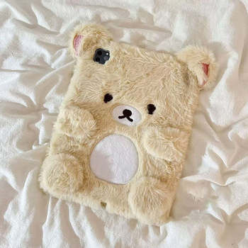 Husă pluș pentru iPad cu design Rilakkuma – TPU, embosat, suport, cu magnet, protecție împotriva căderilor