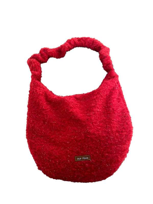 Pliš Crossbody torba, korejski stil, gradski minimalistički dizajn, zatvaranje zipom, podstava od platna