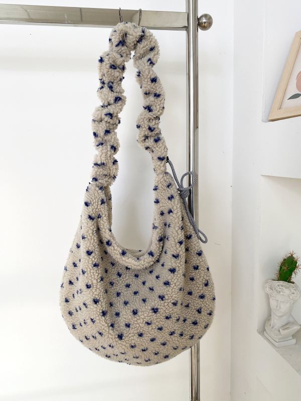 Pliš Crossbody torba, korejski stil, gradski minimalistički dizajn, zatvaranje zipom, podstava od platna