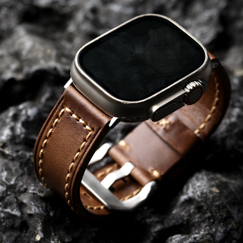 Δερμάτινο λουράκι Apple Watch - γνήσιο δέρμα, κυκλοφορία Χειμώνας 2024, στυλ ρετρό λογοτεχνίας