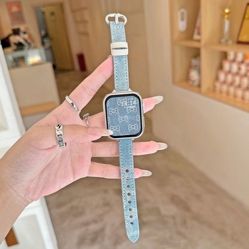 Tie-dye denim narukvica za Apple Watch, 14 mm, platno i koža, univerzalna kompatibilnost