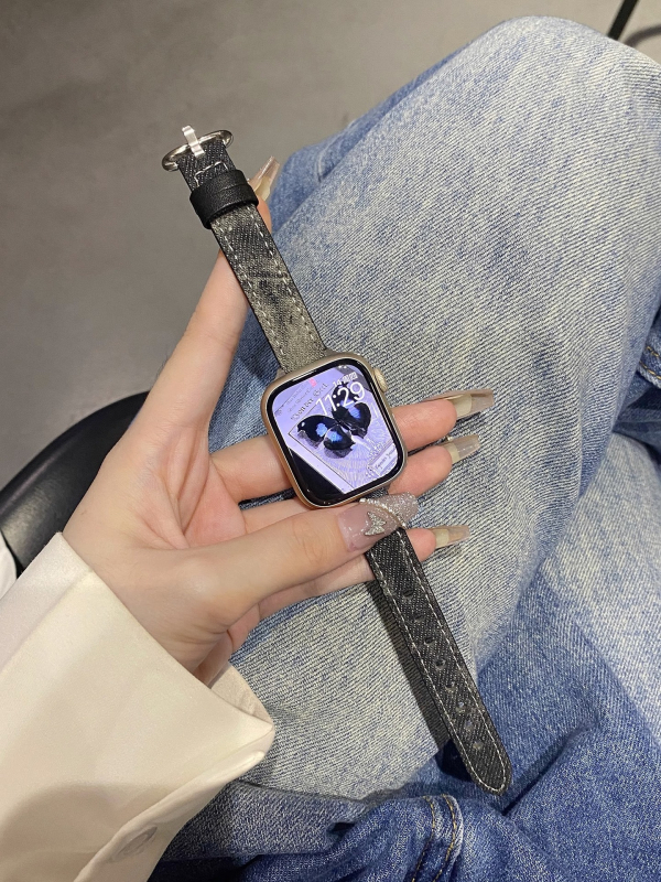 Tie-dye denim narukvica za Apple Watch, 14 mm, platno i koža, univerzalna kompatibilnost