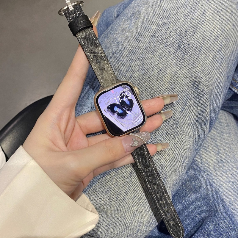 Tie-dye denim narukvica za Apple Watch, 14 mm, platno i koža, univerzalna kompatibilnost