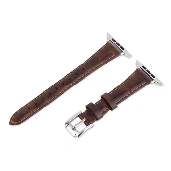 Valódi bőr szíj Apple Watch Series 10-höz bambusz összekapcsolásokkal és fényes felülettel – minimalist stílus