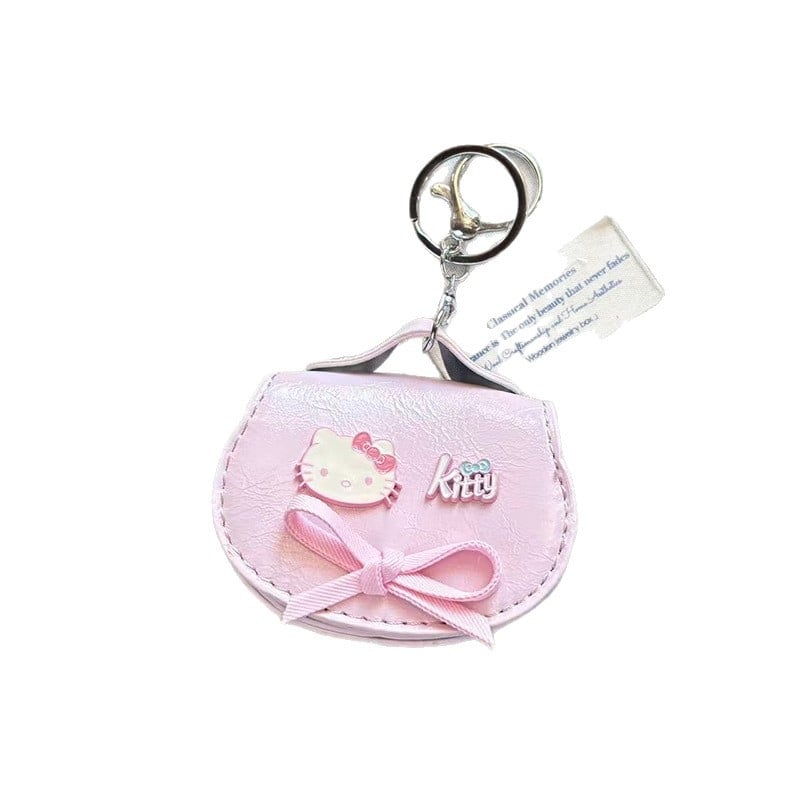 Rajzfilmszerű macska fülhallgató táska függő — műbőr; stílus: rajzfilm, táska dísz; friss és édes; 2025 ősz kiadás