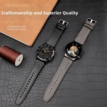 Bratara de ceas din piele naturală, textură Litchi Grain, catarama tip pin, model Litchi Grain, compatibil cu Huawei GT5/Watch5, Samsung, Apple, Garmin