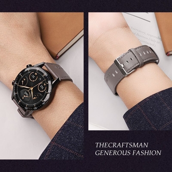 Bratara de ceas din piele naturală, textură Litchi Grain, catarama tip pin, model Litchi Grain, compatibil cu Huawei GT5/Watch5, Samsung, Apple, Garmin