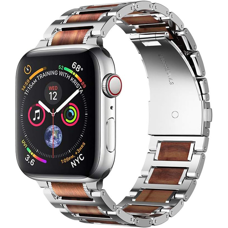 Bratara Apple Watch din oțel inoxidabil, cu dimensiuni ale interfeței personalizabile, închidere pliabilă, aproximativ 50 g, lansată în 2024