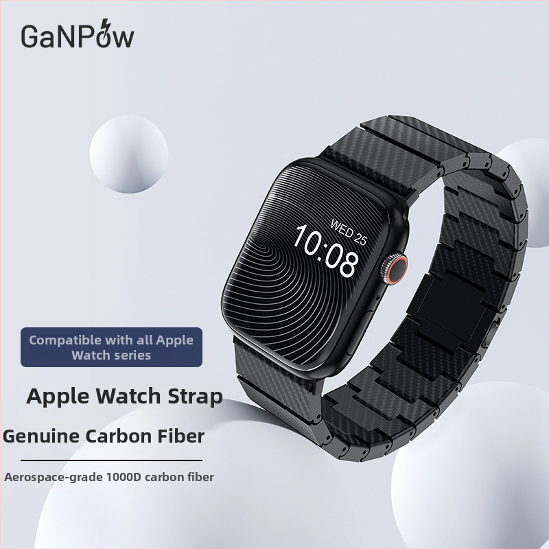 Süsinikkiust käevõru Apple Watchi kõigi seeriate jaoks – GaNPow, lihtne stiil, metall, kood 99597