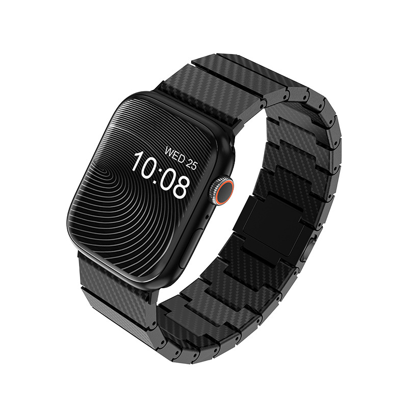 Szénszálas karóra csuklópánt Apple Watch összes sorozathoz – GaNPow, egyszerű stílus, fém, kód 99597