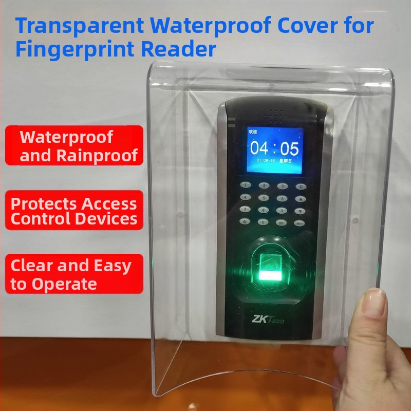 Skaidrus vandeniui atsparus dangtelis prieigos kontrolei su piršto atspaudų skaitytuvu
