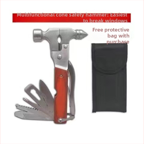 Višenamjenski automobilski sigurnosni čekić s drvenom ručkom i metalnom glavom, težina 400 g, porijeklo Zhejiang